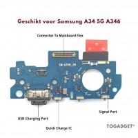 Samsung Galaxy A34 5G oplaad connector
